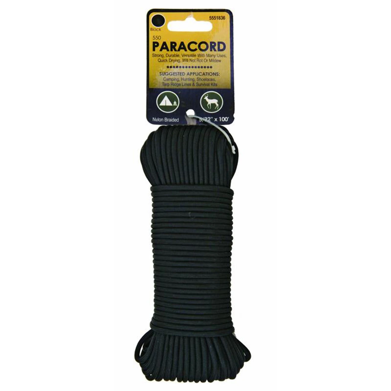 Koch - Nylon 550 Cord 5 32 InchX100' - Black