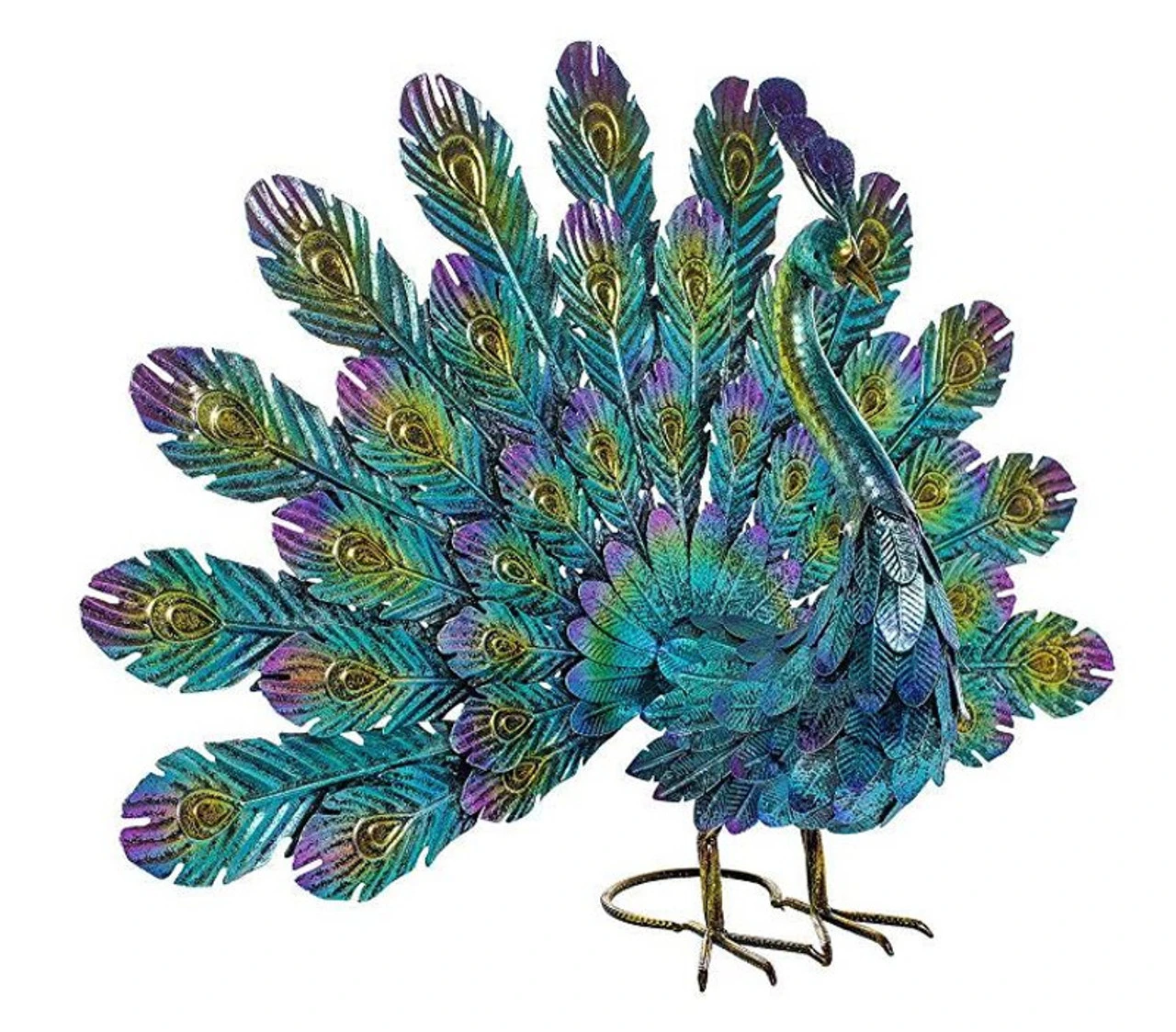 Alpine Embossed Metal Peacock 22"