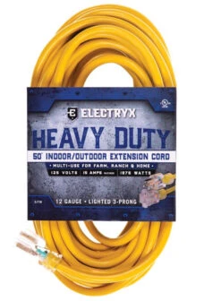 Electryx Heavy Duty Indoor/Outdoor Extension Cord 50 FT Yellow
