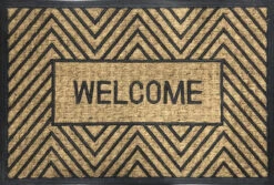 Direct Home Black/Tan 24" X 36" Geometric Coir Rubber Welcome Door Mat
