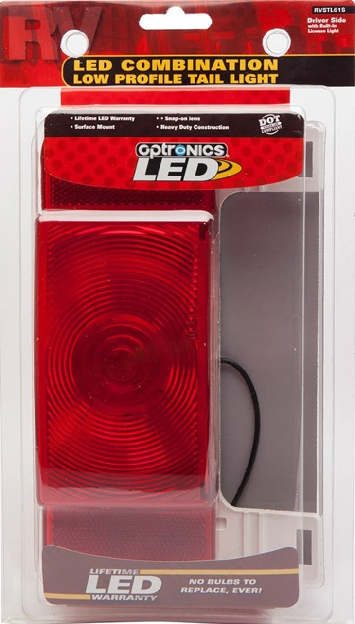 Optronics RVSTL61S LED RV Combination Tail Light With White Base And License Illuminator