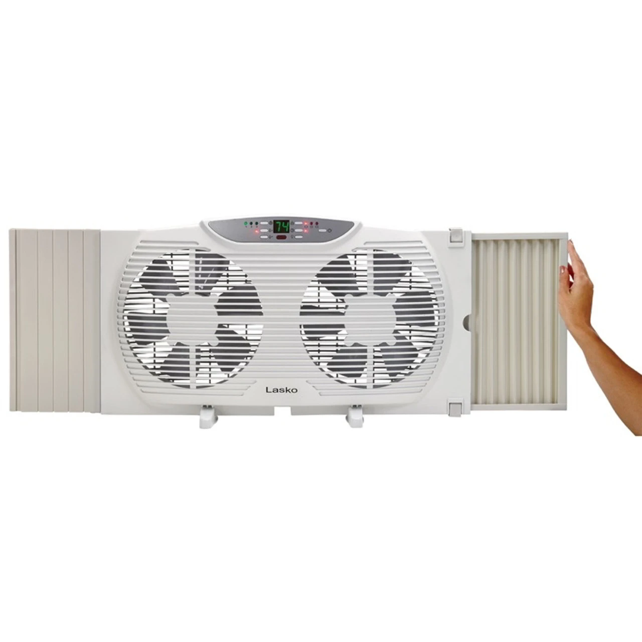 Lasko - Electrically Reversible Twin Window Fan With Remote Control - White