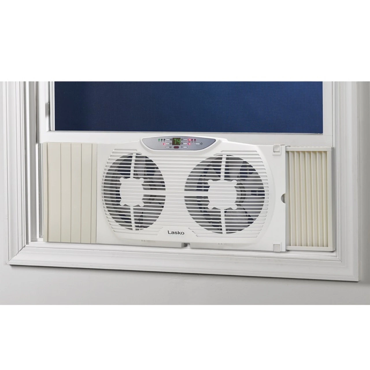 Lasko - Electrically Reversible Twin Window Fan With Remote Control - White - Image 3