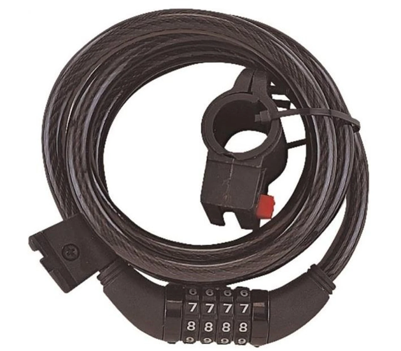 ProSource 2507465 Combination Resettable Cable Lock - 6 Ft L, Black Plastic Body