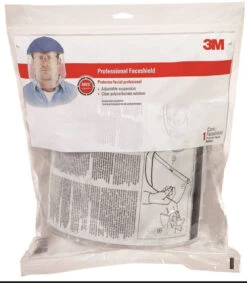 3M Tekk Protection Professional Faceshield Polycarbonate Visor, Thermoplastic, Clear/Blue Cap