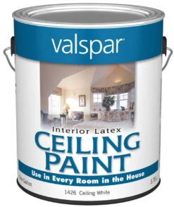 Valspar Interio Latex Ceiling Paint, Flat, White, I Gal.