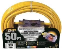 Powerzone 50 Ft Outdoor Lighted Locking Connector Extension Cord - Yellow