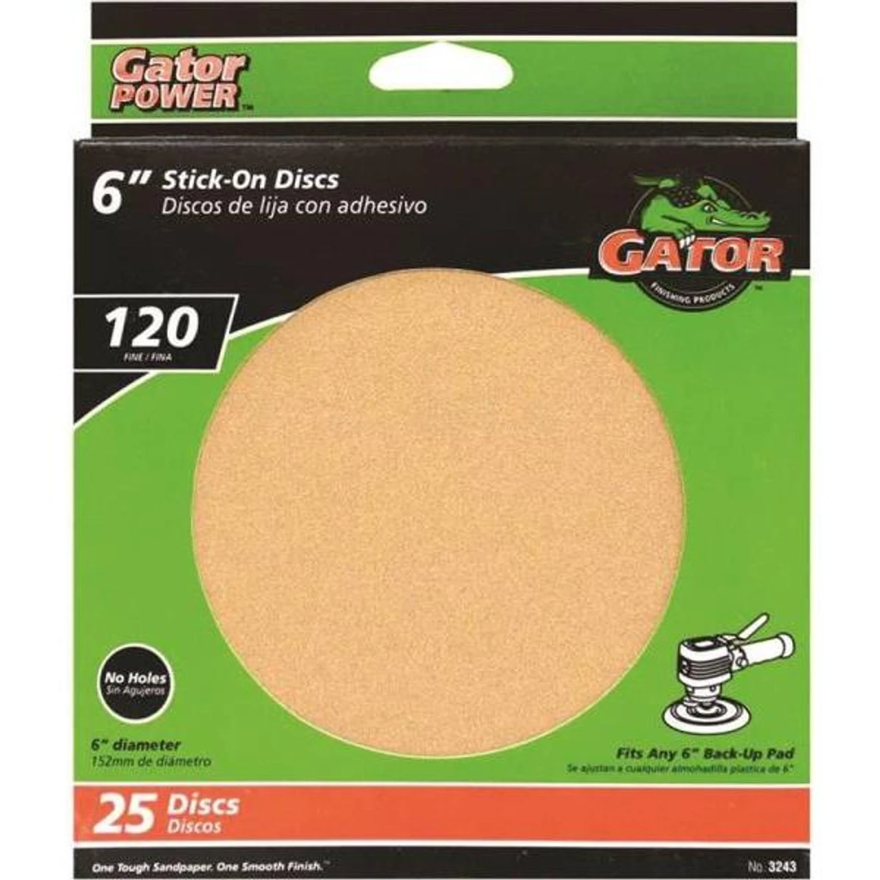 Gator Red Resin Stick-On Sanding Disc 6in 120Grit