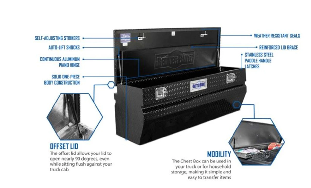 BETTER BUILT SINGLE LID STANDARD TRUCK TOOL BOX- BLACK - Image 3